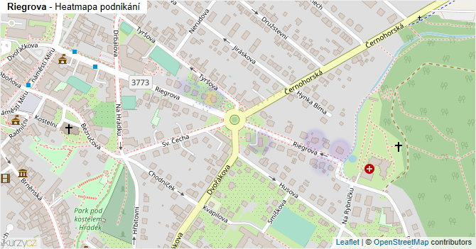 Riegrova - mapa podnikání