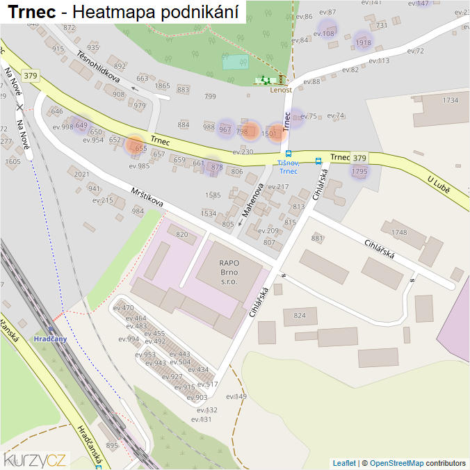 Mapa Trnec - Firmy v ulici.