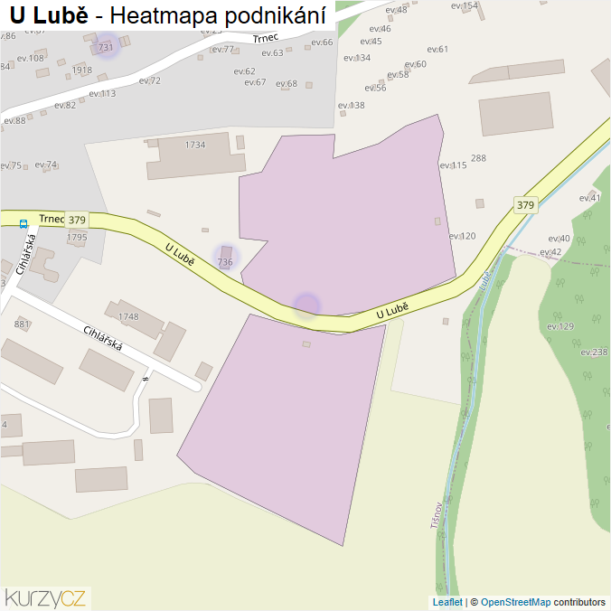 Mapa U Lubě - Firmy v ulici.