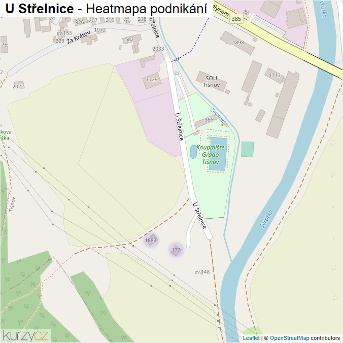 Mapa U Střelnice - Firmy v ulici.