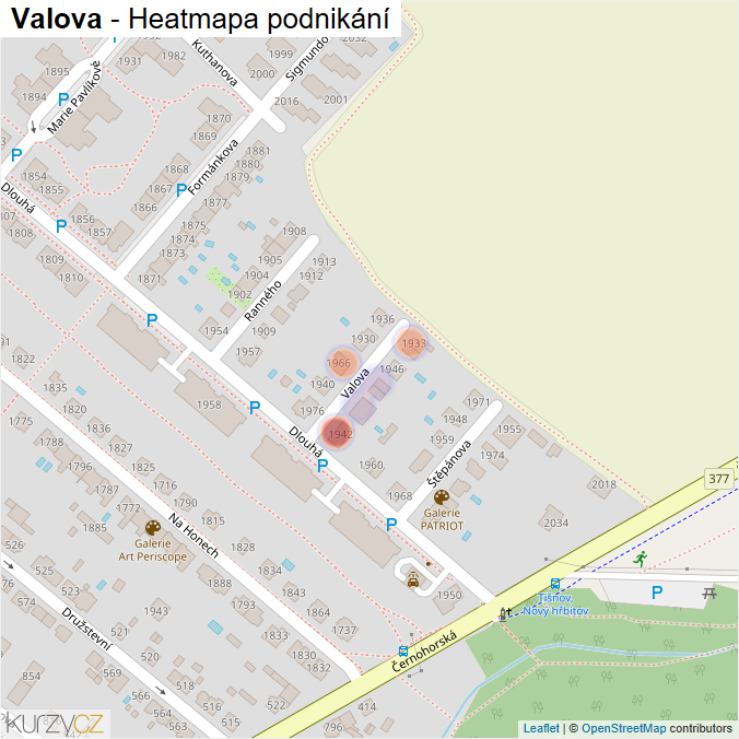 Mapa Valova - Firmy v ulici.