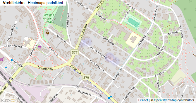 Vrchlického - mapa podnikání