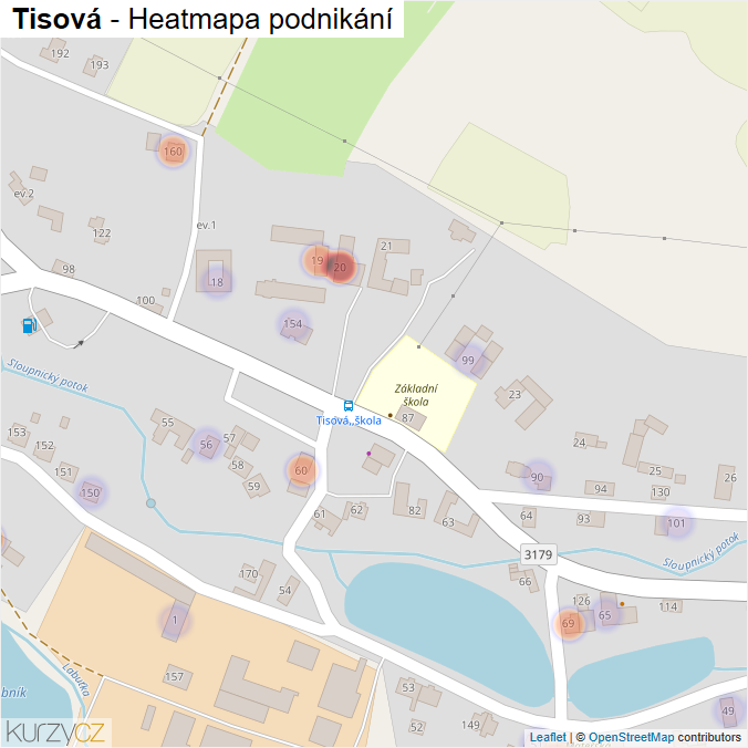 Mapa Tisová - Firmy v části obce.