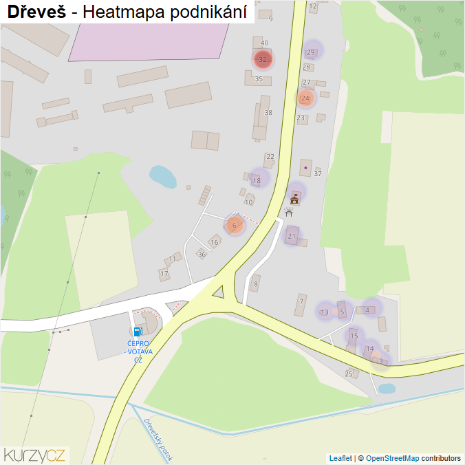 Mapa Dřeveš - Firmy v části obce.