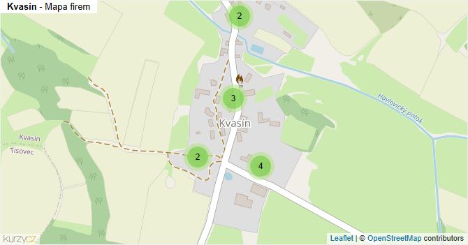 Kvasín - mapa firem