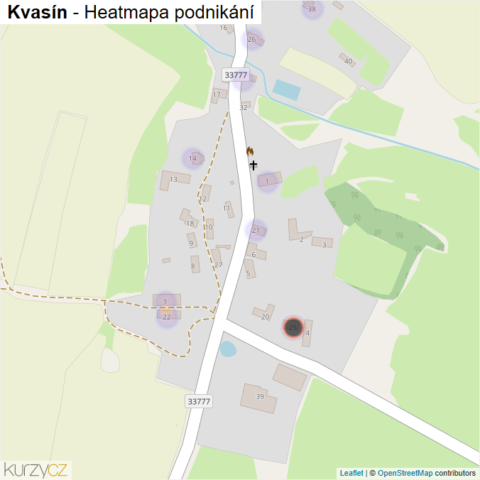 Mapa Kvasín - Firmy v části obce.