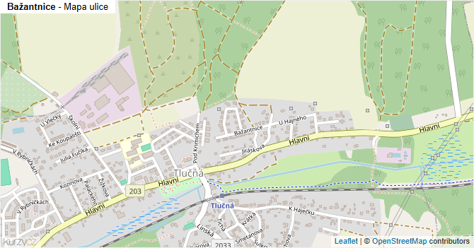 Bažantnice - mapa ulice