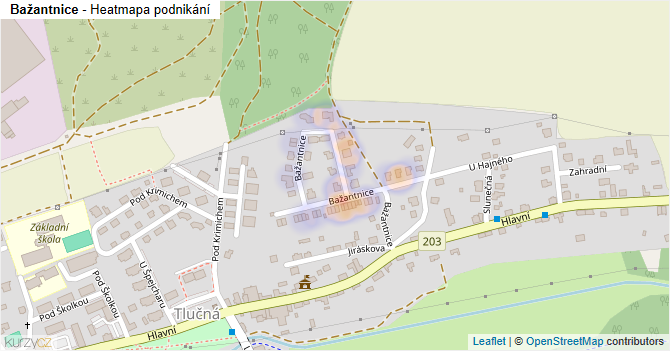 Bažantnice - mapa podnikání