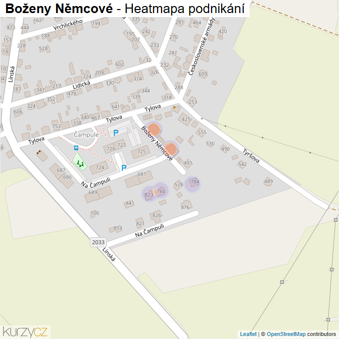 Mapa Boženy Němcové - Firmy v ulici.