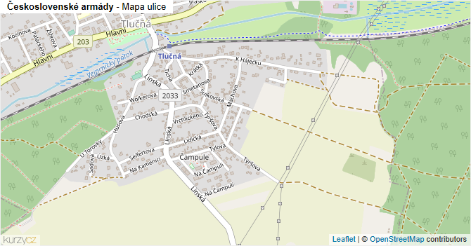 Československé armády - mapa ulice