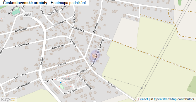Československé armády - mapa podnikání