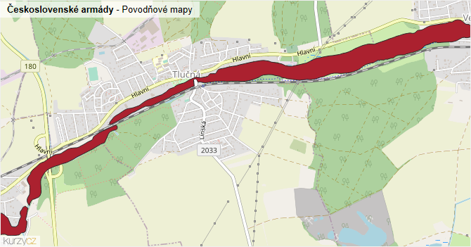 Československé armády - záplavové mapy stoleté vody