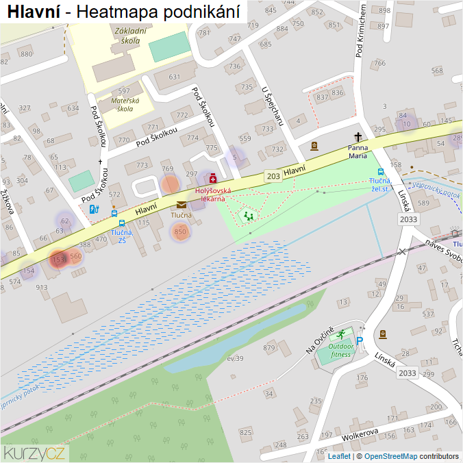 Mapa Hlavní - Firmy v ulici.