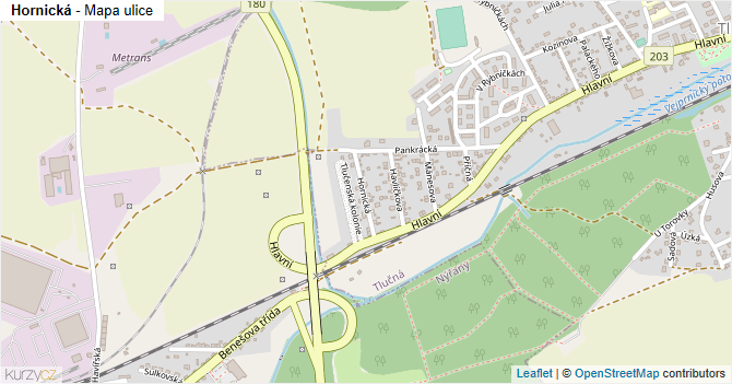 Hornická - mapa ulice