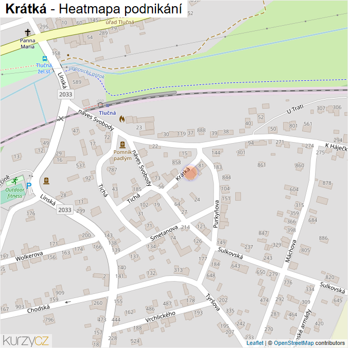 Mapa Krátká - Firmy v ulici.