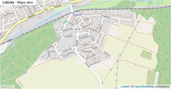 Lidická - mapa ulice