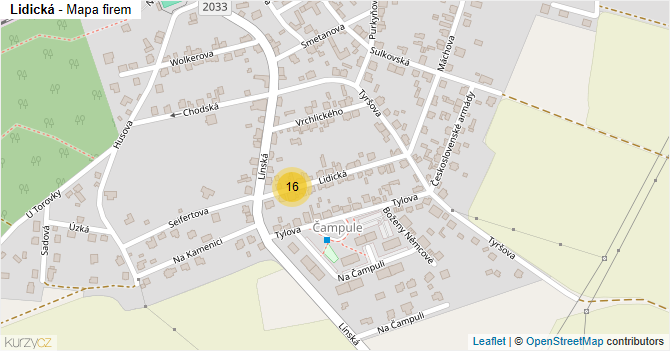 Lidická - mapa firem