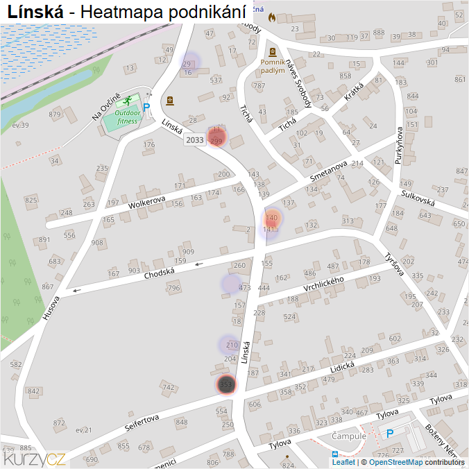 Mapa Línská - Firmy v ulici.