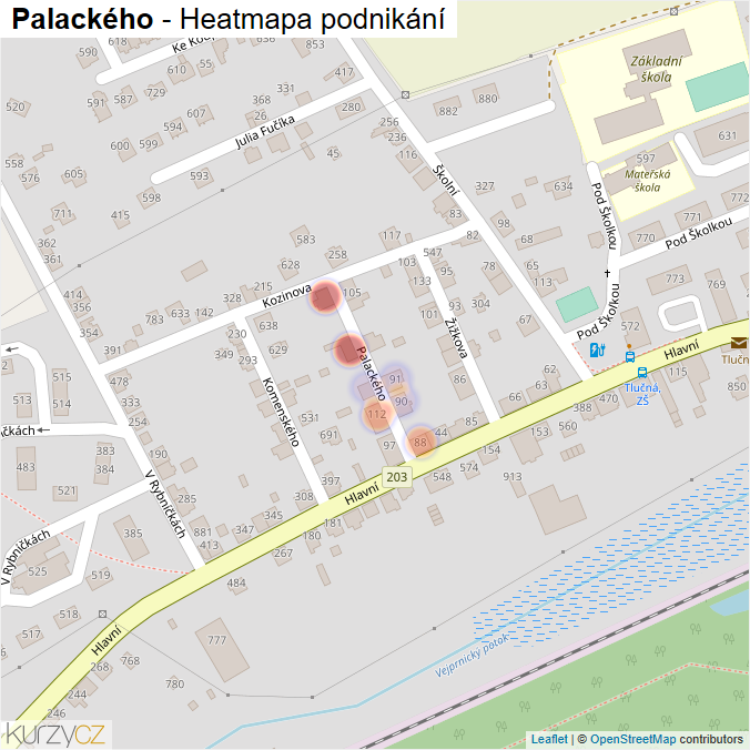 Mapa Palackého - Firmy v ulici.