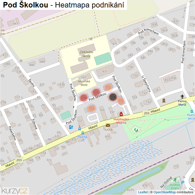 Mapa Pod Školkou - Firmy v ulici.