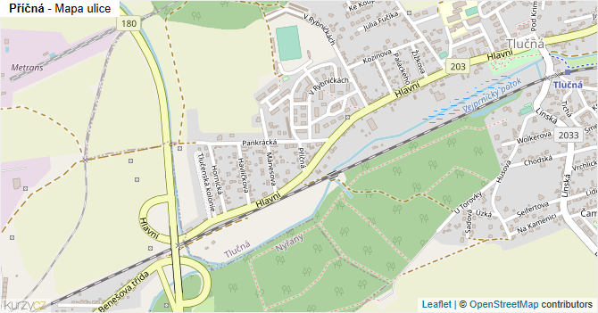 Příčná - mapa ulice
