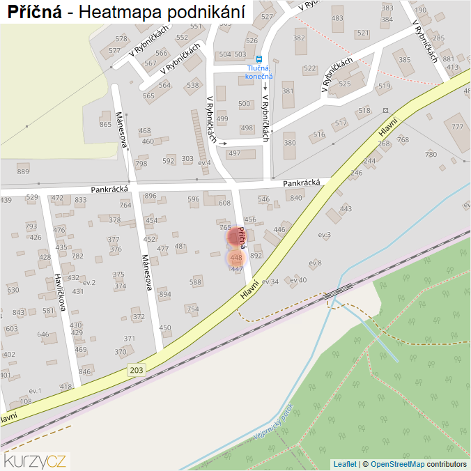 Mapa Příčná - Firmy v ulici.