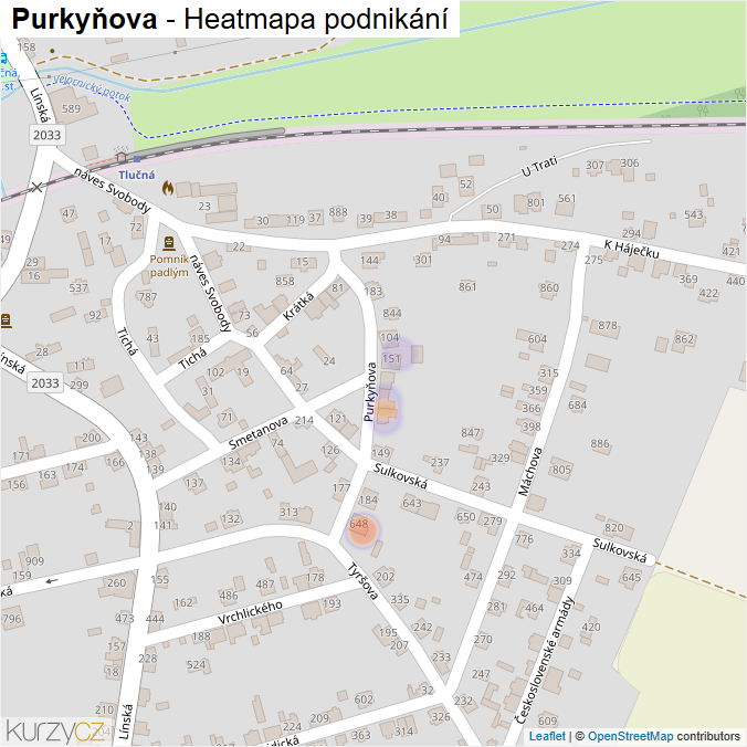 Mapa Purkyňova - Firmy v ulici.
