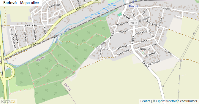 Sadová - mapa ulice