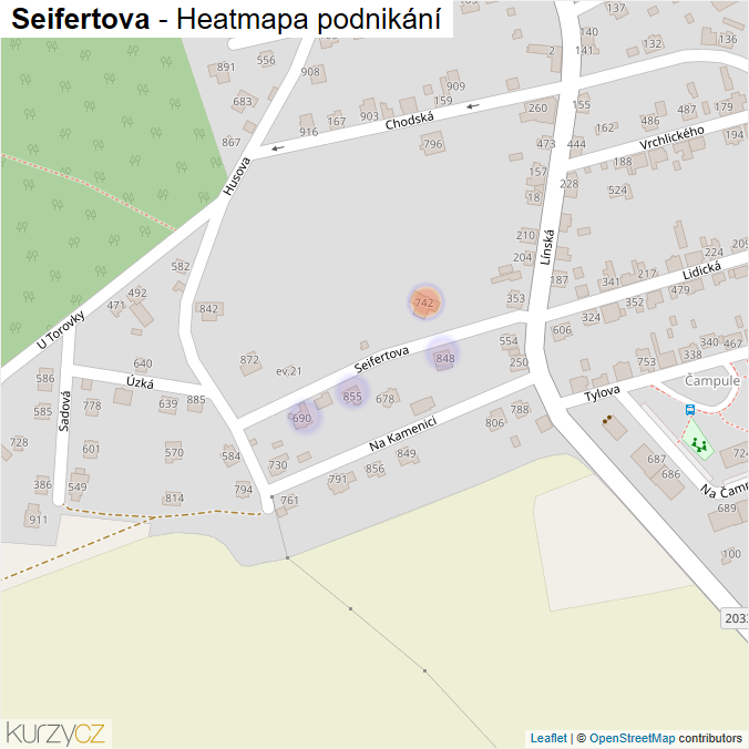 Mapa Seifertova - Firmy v ulici.