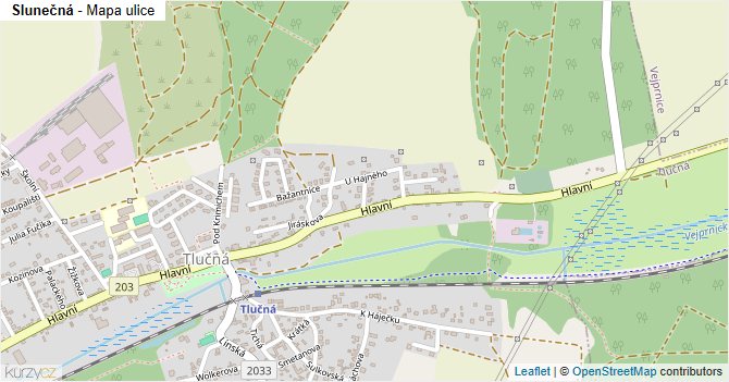 Slunečná - mapa ulice