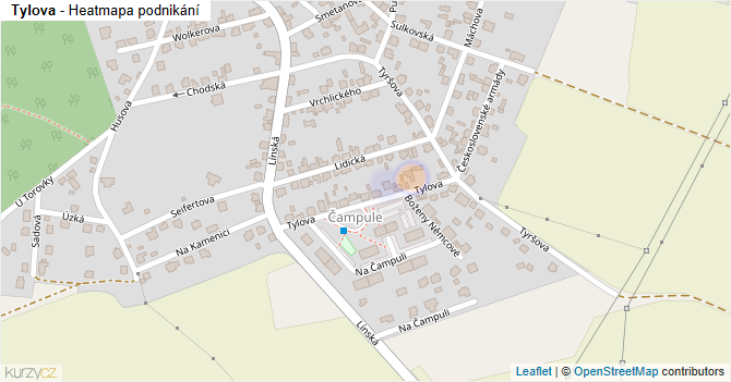 Tylova - mapa podnikání