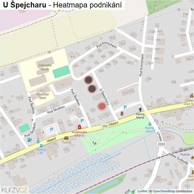 Mapa U Špejcharu - Firmy v ulici.