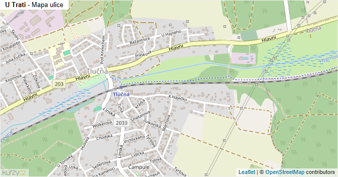U Trati - mapa ulice