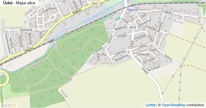 Úzká - mapa ulice