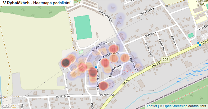 V Rybníčkách - mapa podnikání
