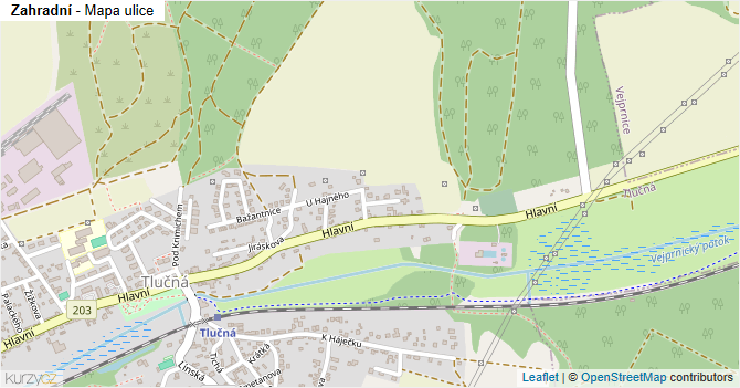 Zahradní - mapa ulice