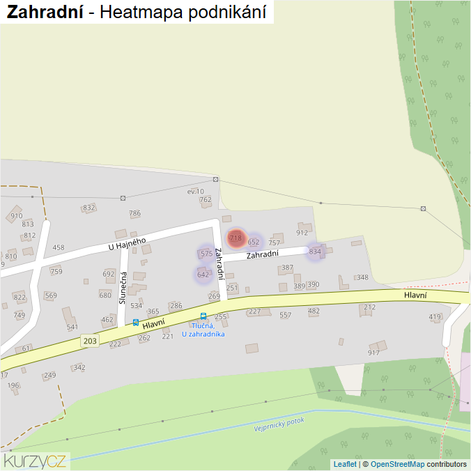 Mapa Zahradní - Firmy v ulici.