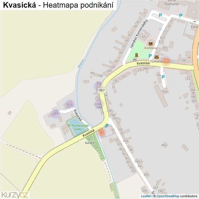Mapa Kvasická - Firmy v ulici.