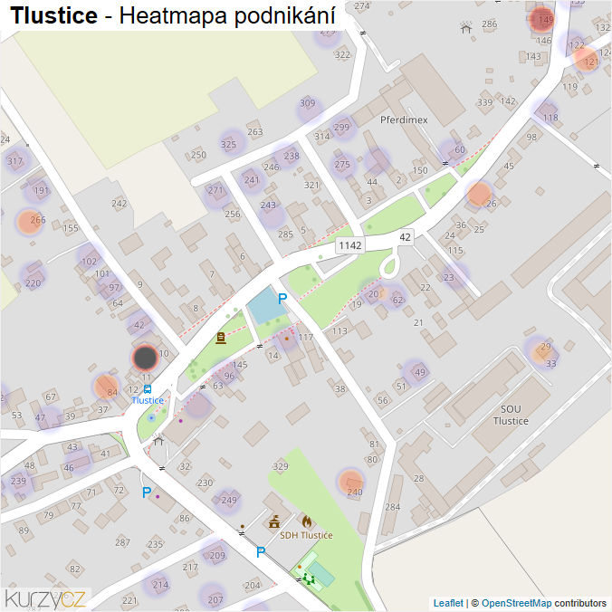 Mapa Tlustice - Firmy v části obce.
