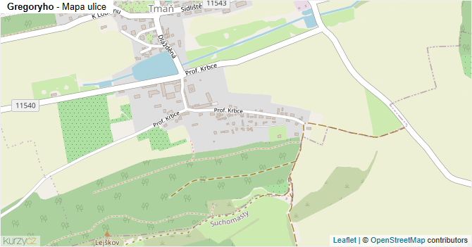 Gregoryho - mapa ulice