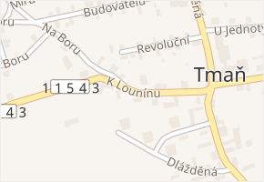 K Lounínu v obci Tmaň - mapa ulice