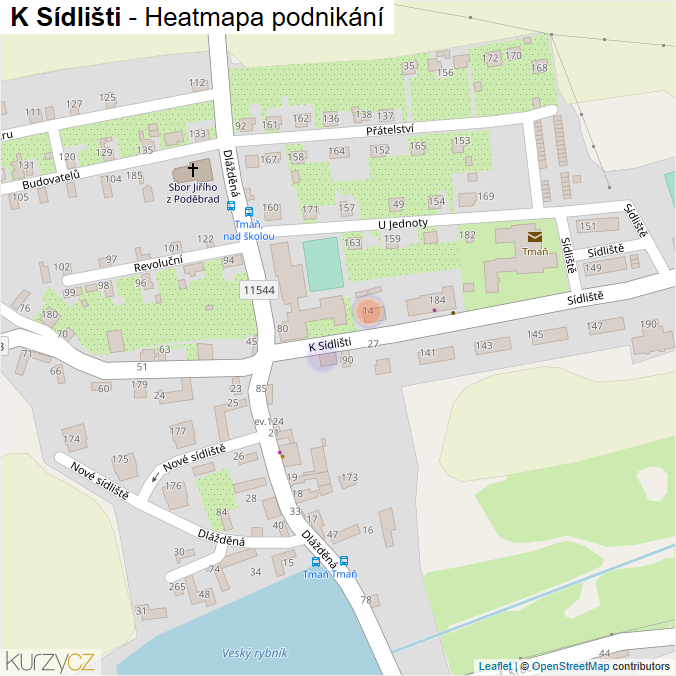Mapa K Sídlišti - Firmy v ulici.