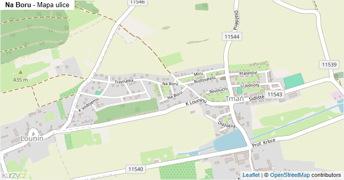 Na Boru - mapa ulice