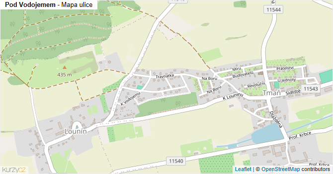 Pod Vodojemem - mapa ulice