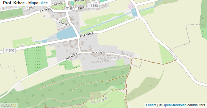 Prof. Krbce - mapa ulice