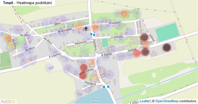 Tmaň - mapa podnikání