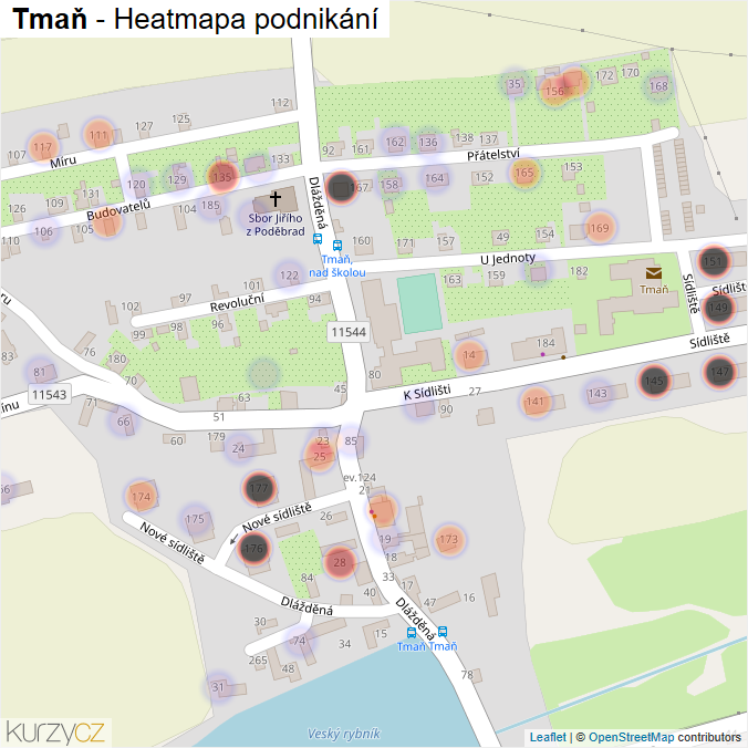 Mapa Tmaň - Firmy v části obce.