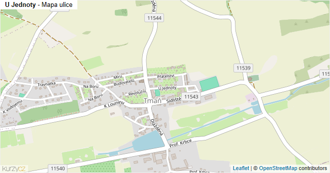 U Jednoty - mapa ulice