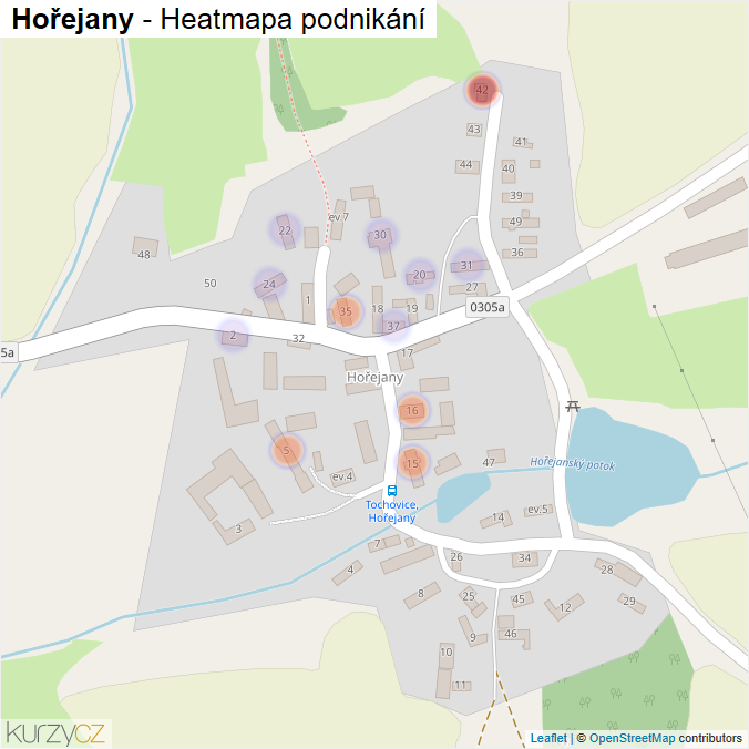 Mapa Hořejany - Firmy v části obce.