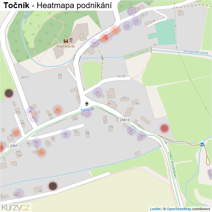 Mapa Točník - Firmy v části obce.